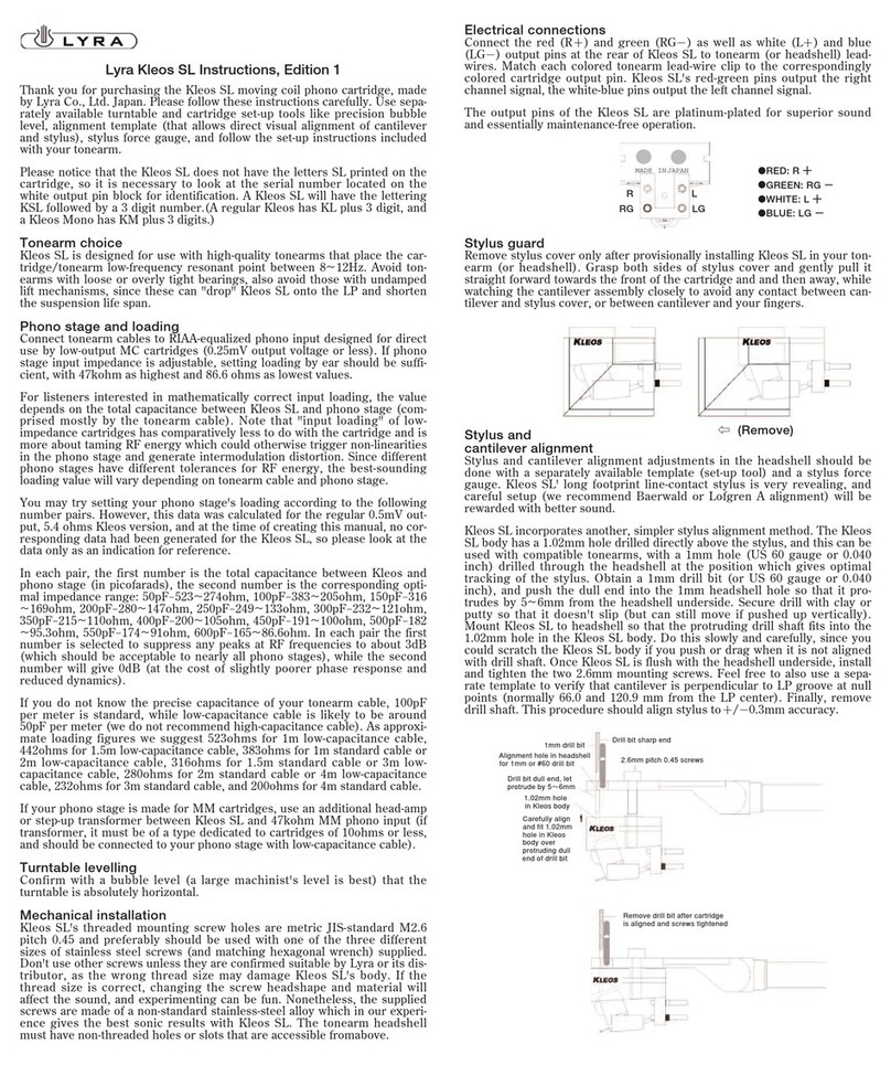 Lyra Kleos SL instructions