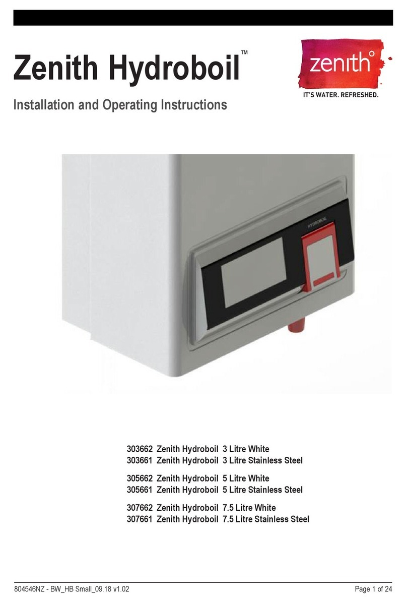 Zenith Hydroboil Series Installation and operating instructions