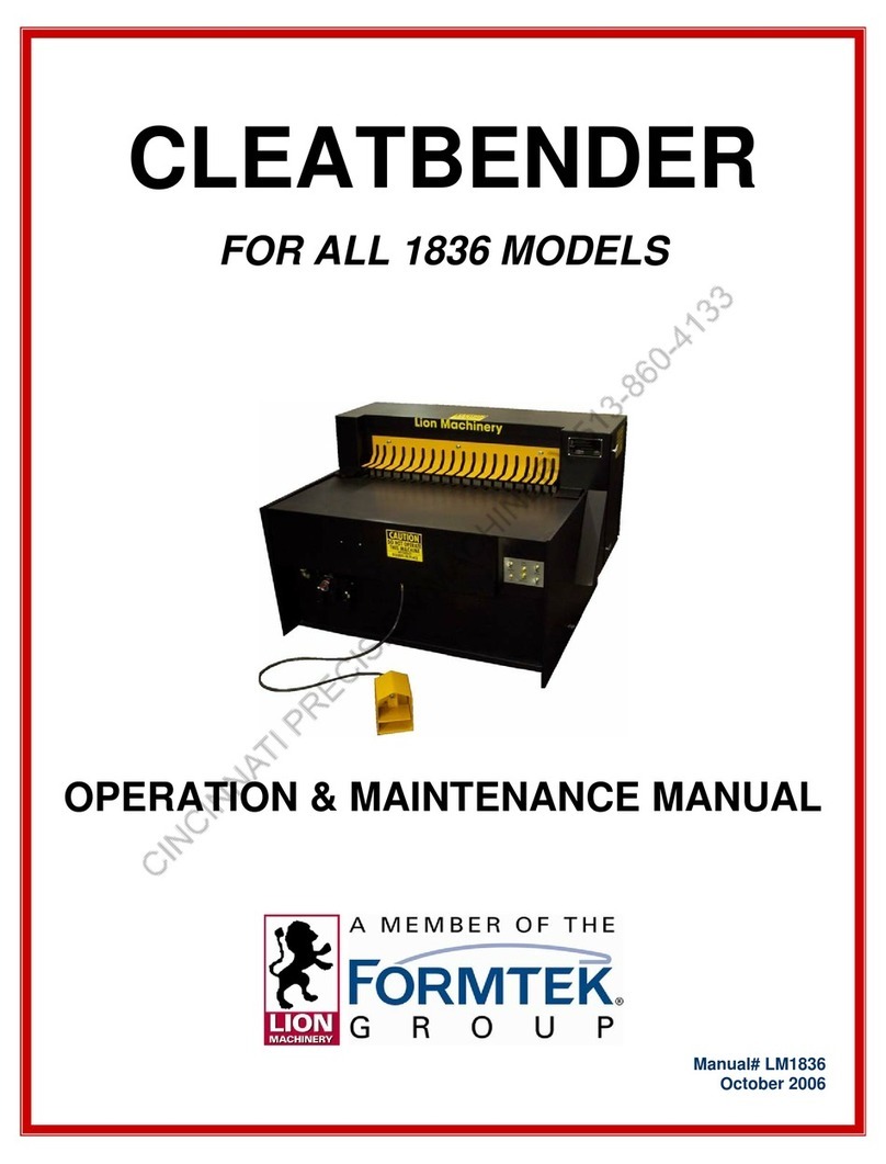 FORMTEK LION MACHINERY CLEATBENDER 1836 Manual