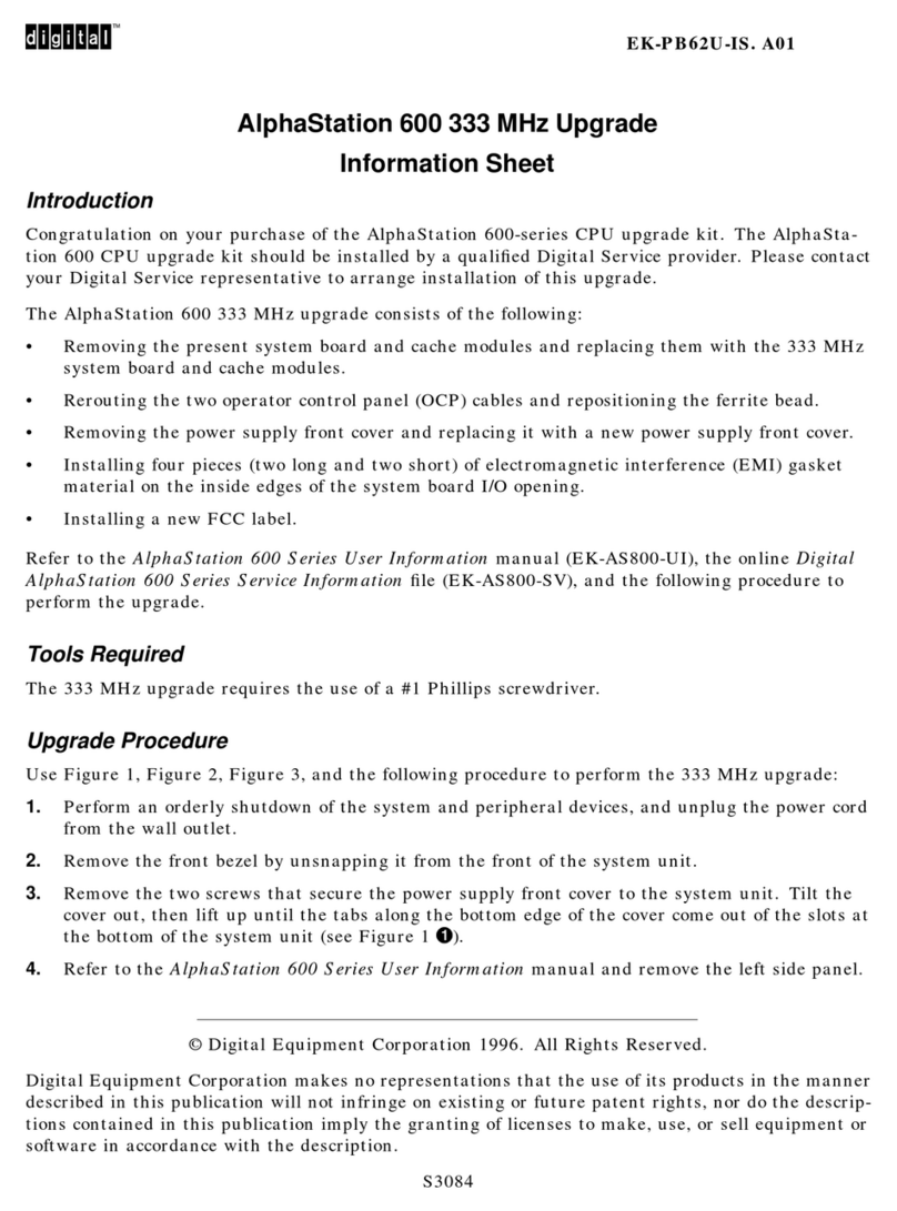 Digital Equipment AlphaStation 600 Series Information sheet