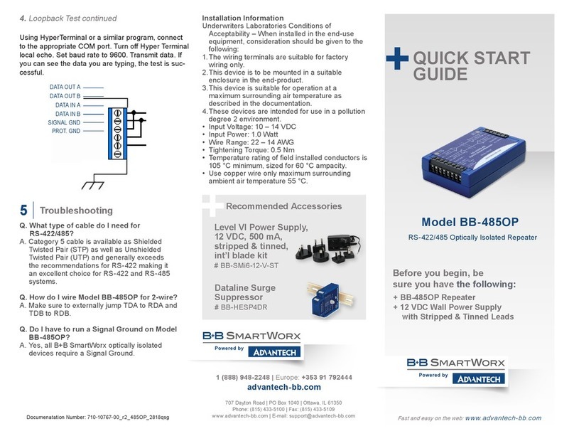Advantech B+B SmartWorx BB-485OP quick start guide