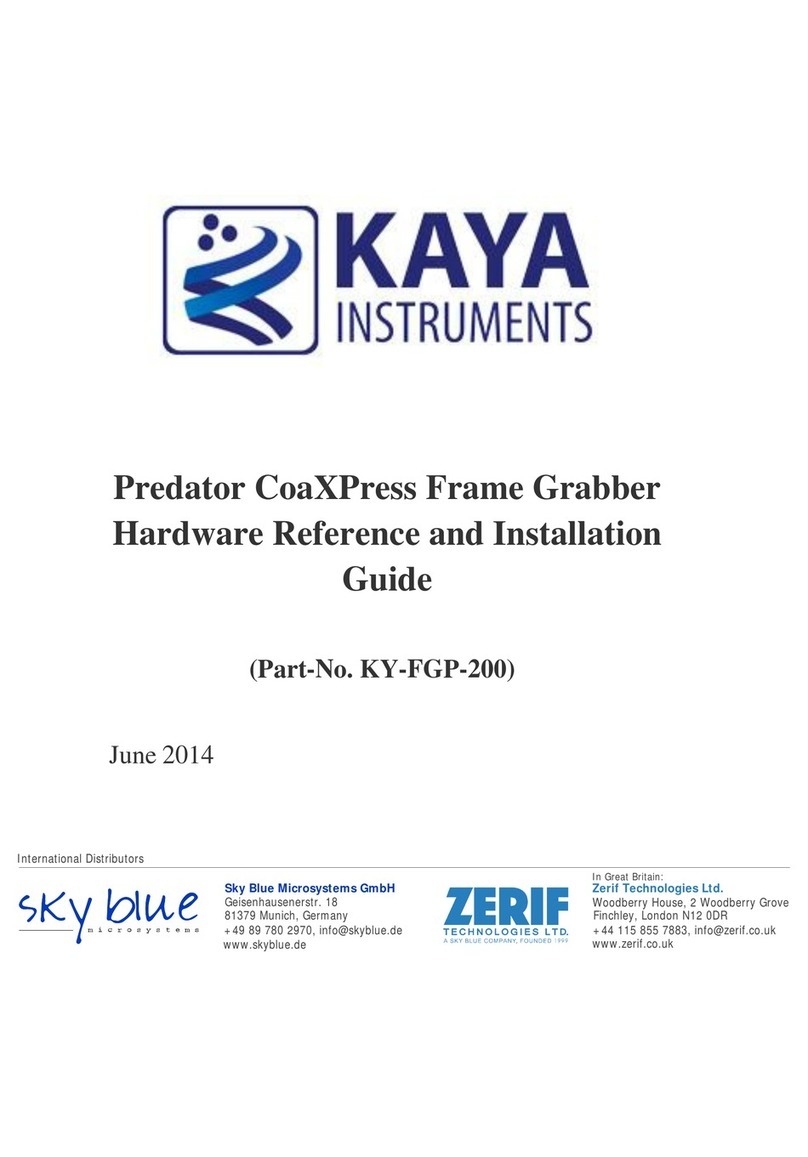 Kaya Instruments Predator CoaXPress KY-FGP-200 Hardware Reference and Installation Guide