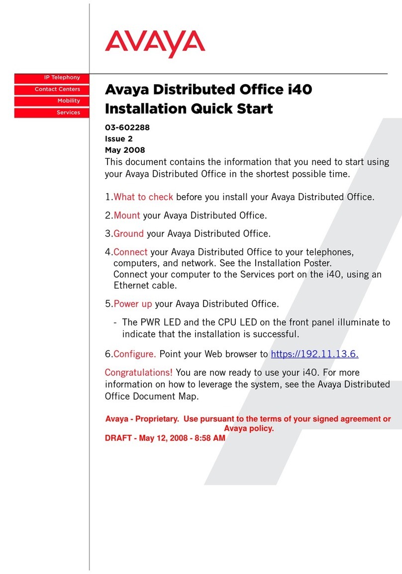 Avaya Distributed Office i40 Installation, quick start