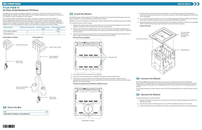 Crestron FT2A-PWR-IT Series quick start