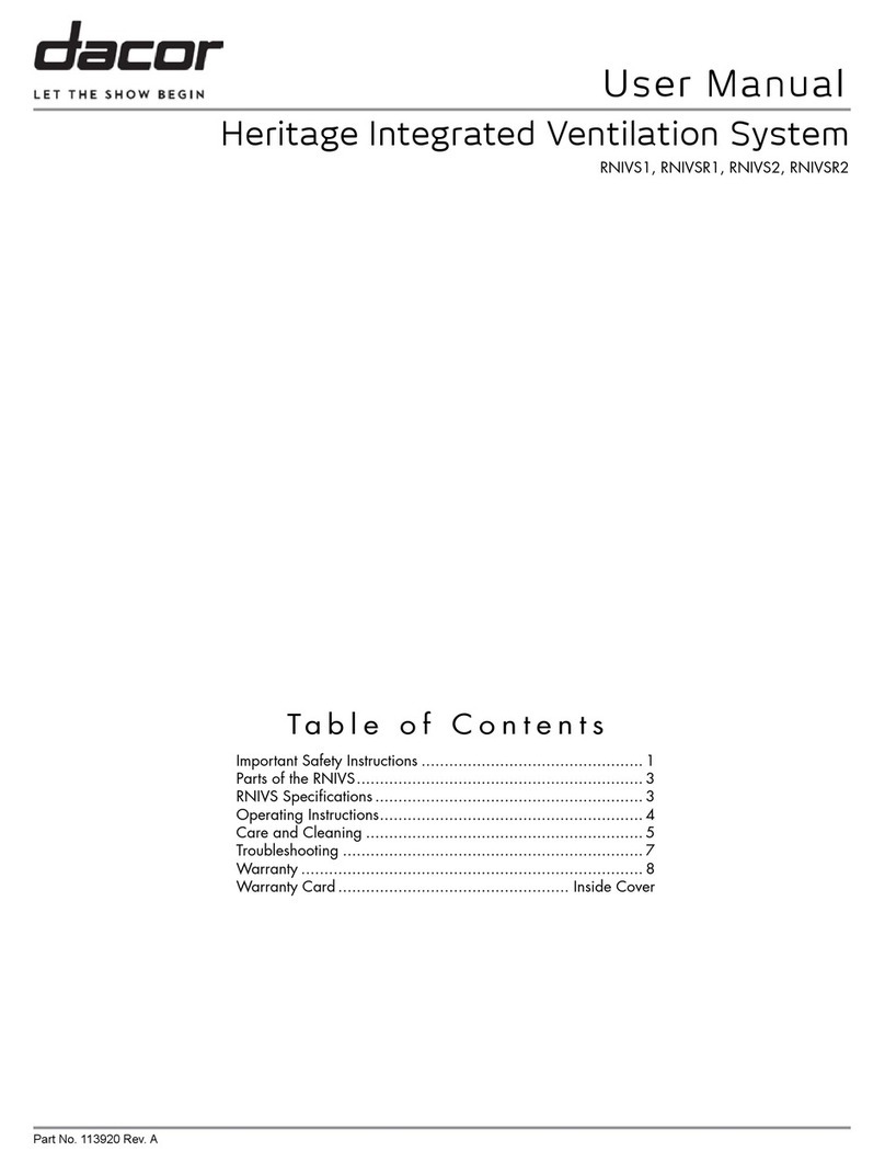 Dacor Renaissance RNIVSR1 User manual