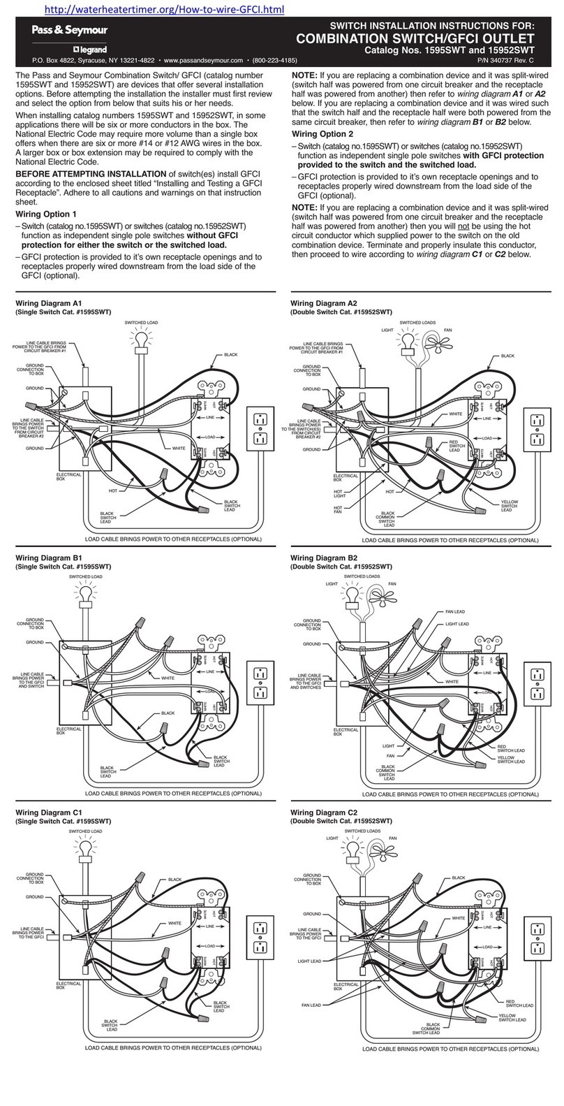 LEGRAND Pass & Seymour 1595SWT User manual
