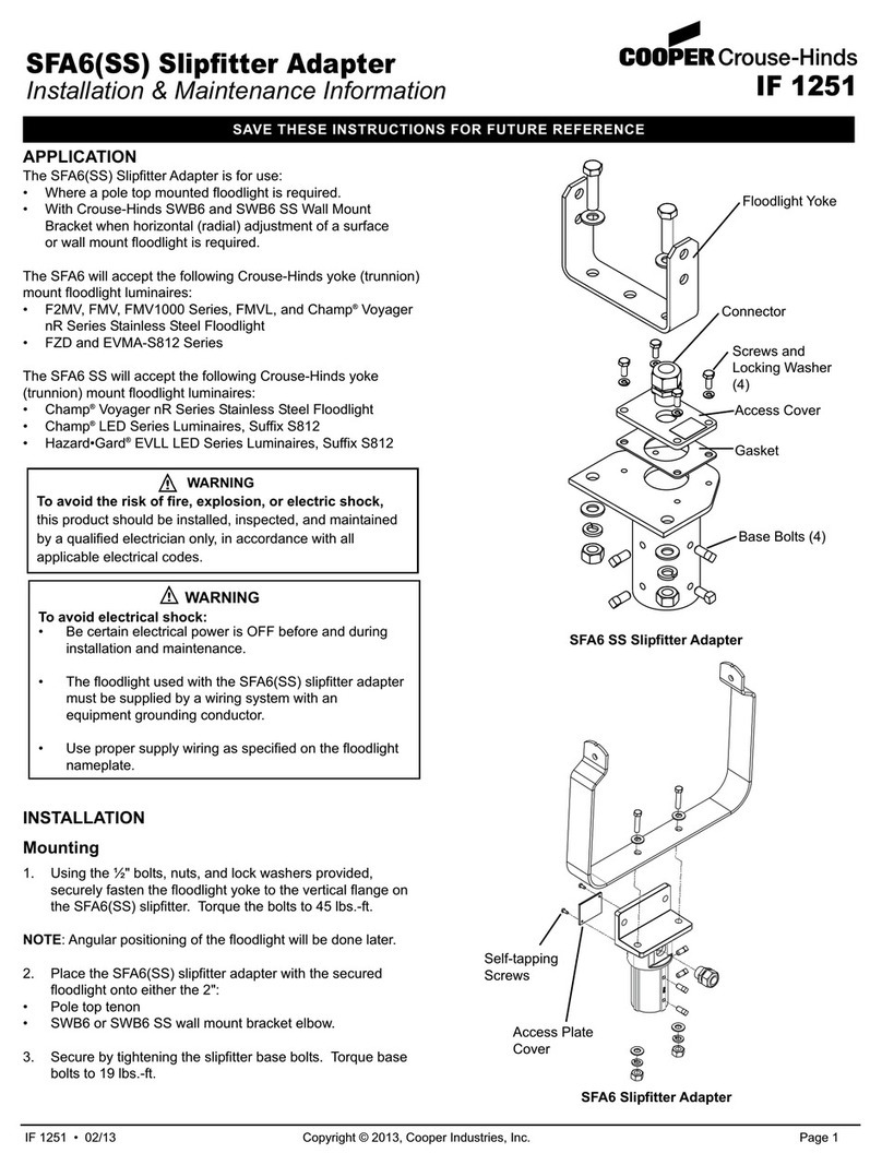 Cooper Crouse-Hinds SFA6 Installation & maintenance information
