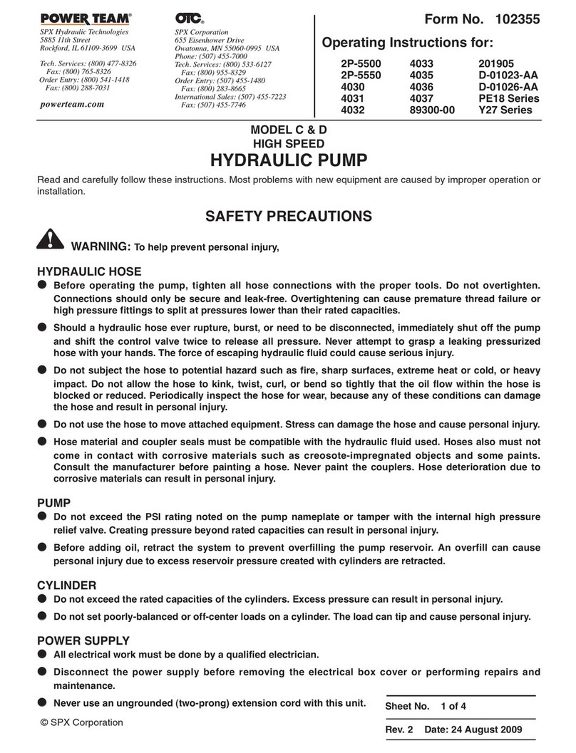 SPX POWER TEAM PE18 Series operating instructions