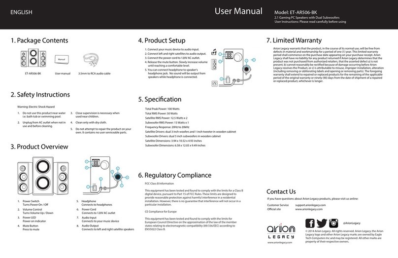 Arion Legacy ET-AR506-BK user manual Arion Legacy ET-AR506-BK user manual