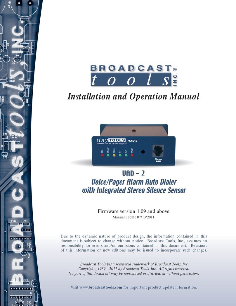 Broadcast Tools Tiny Tools VAD-2 Installation and operation manual Broadcast Tools Tiny Tools VAD-2 Installation and operation manual