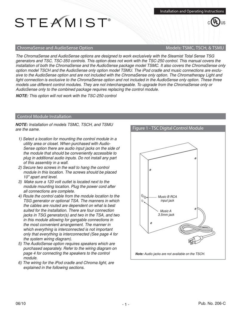 Steamist ChromaSense Installation and operating instructions