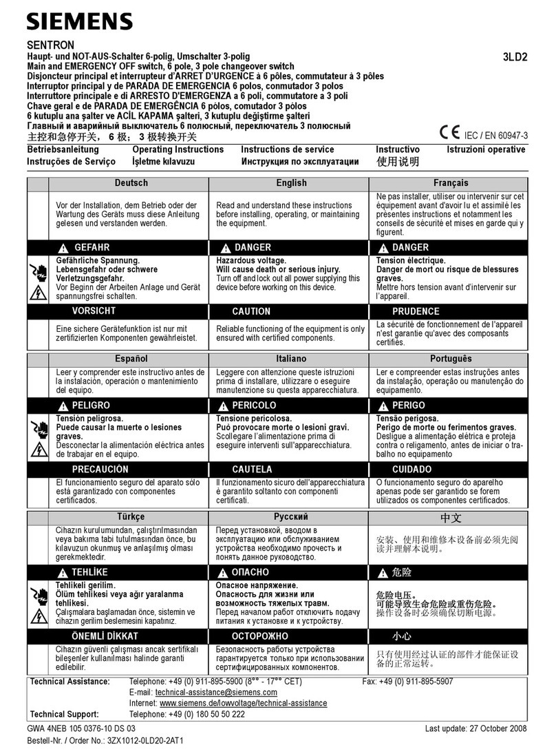 Siemens SENTRON 3LD2 Series operating instructions