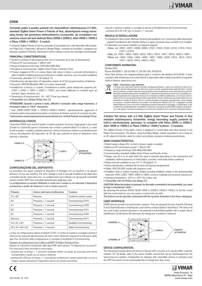 Vimar 03906 manual