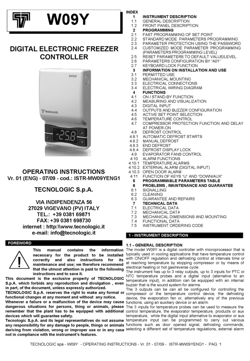 Tecnologic W09Y operating instructions