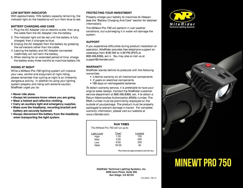 NiteRider MINEWT PRO 750 User manual