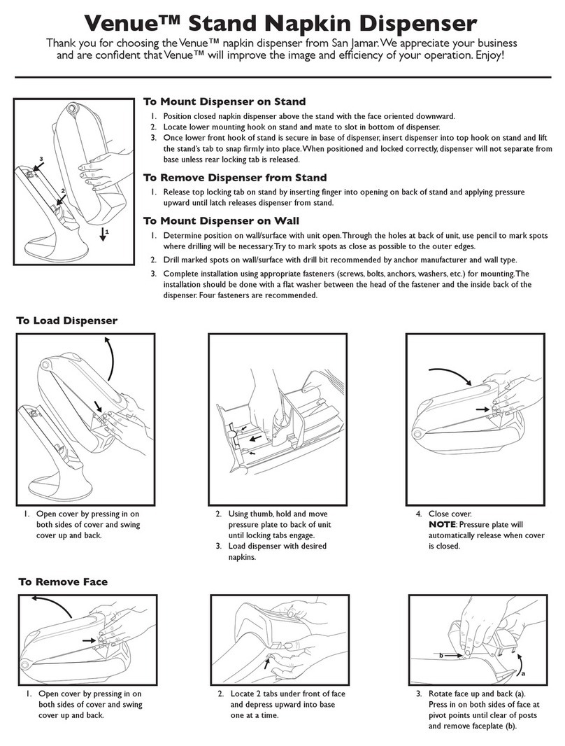 San Jamar Venue instruction sheet