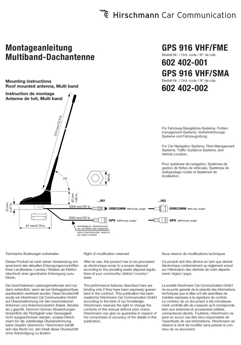 Hirschmann Car Communication GPS 916 VHF/SMA User manual