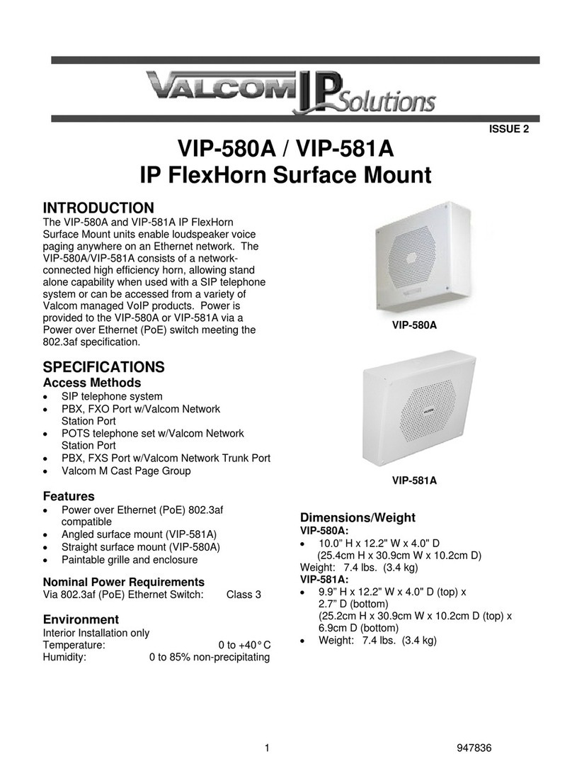Valcom IP FlexHorn VIP-580A quick start guide