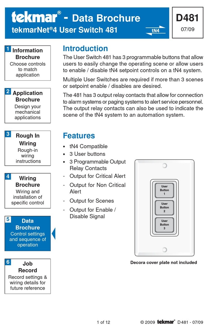 Tekmar tekmarNet 4 User Switch 481 User manual