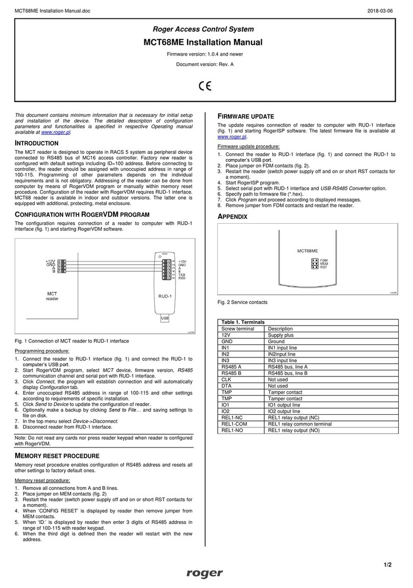 Roger MCT68ME installation manual