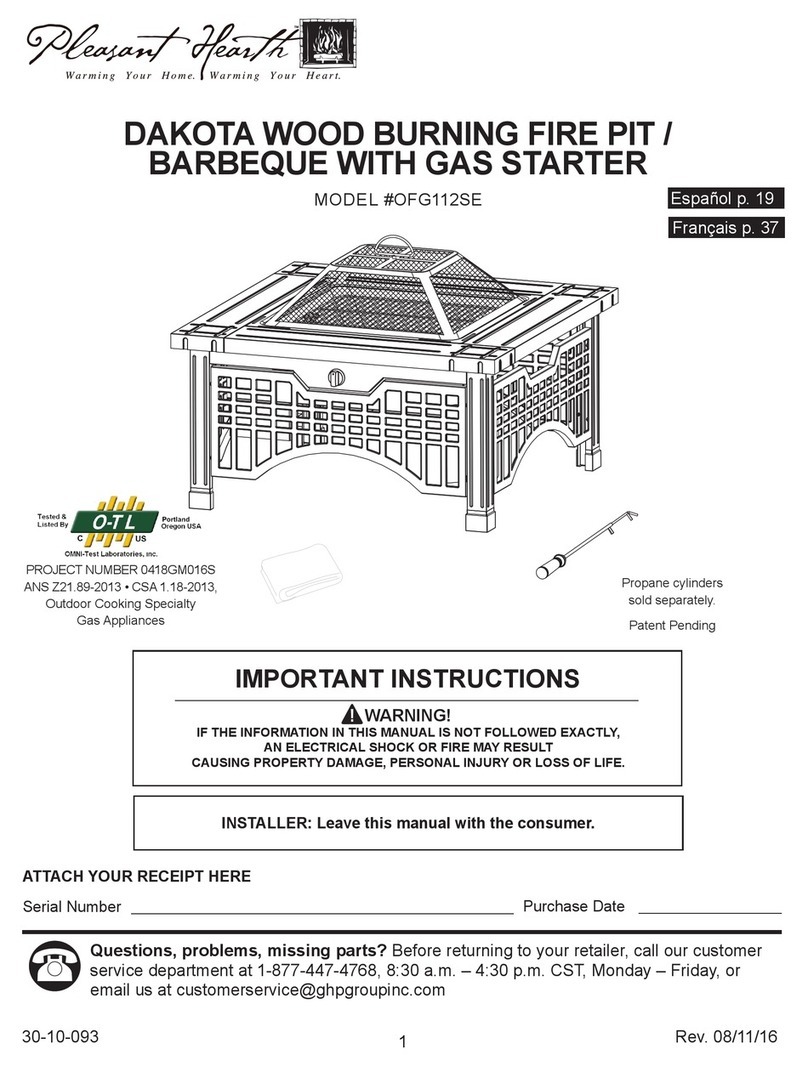 pleasant hearth OFG112SE Important instructions pleasant hearth OFG112SE Important instructions