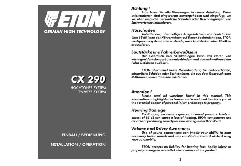 Eton CX 290 Installation & operation