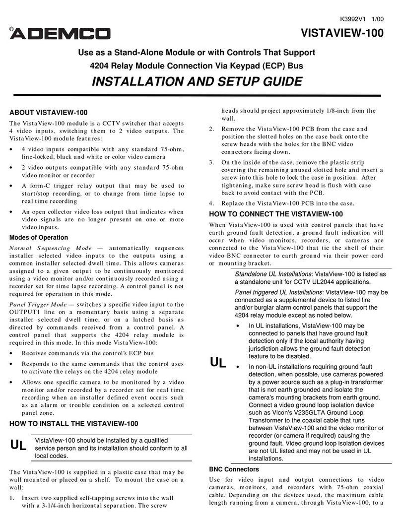 Honeywell Ademco VistaView-100 Assembly instructions
