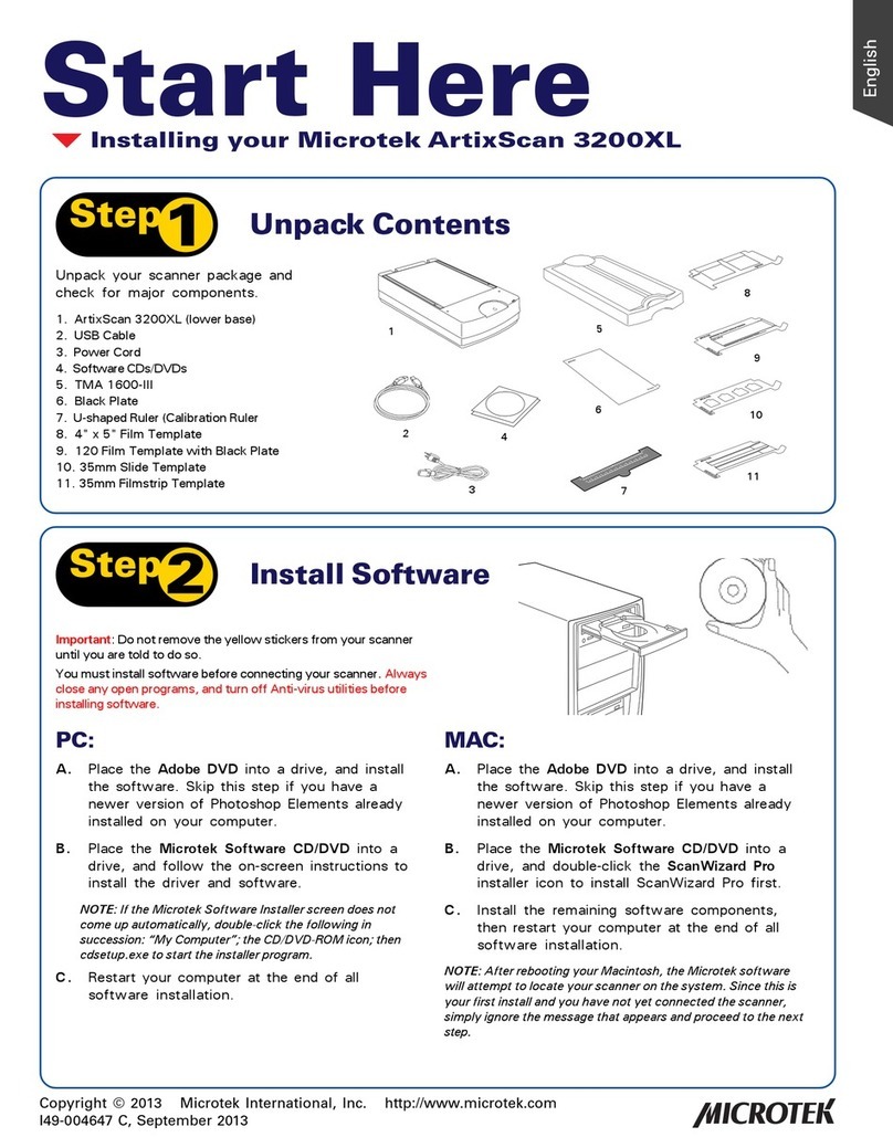 Microtek ArtixScan 3200XL Instruction Manual Microtek ArtixScan 3200XL Instruction Manual