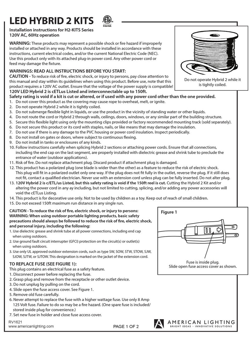 American Lighting LED HYBRID 2 installation instructions