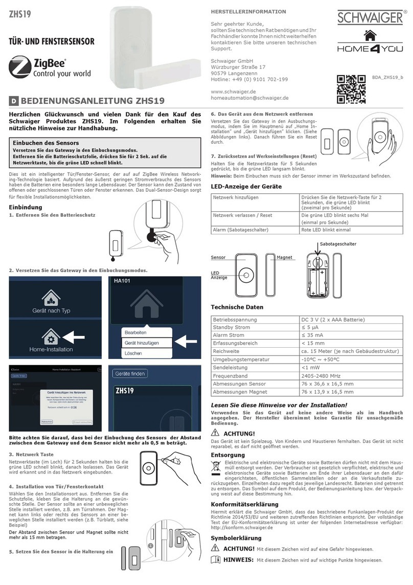 ZIGBEE Schwaiger ZHS19 user manual