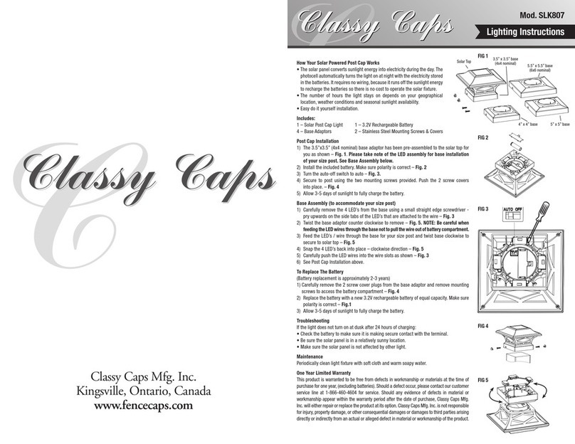Classy Caps SLK807 Lighting instructions