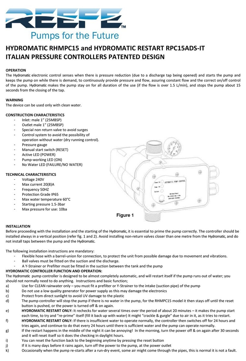 Reefe HYDROMATIC RHMPC15 installation instructions