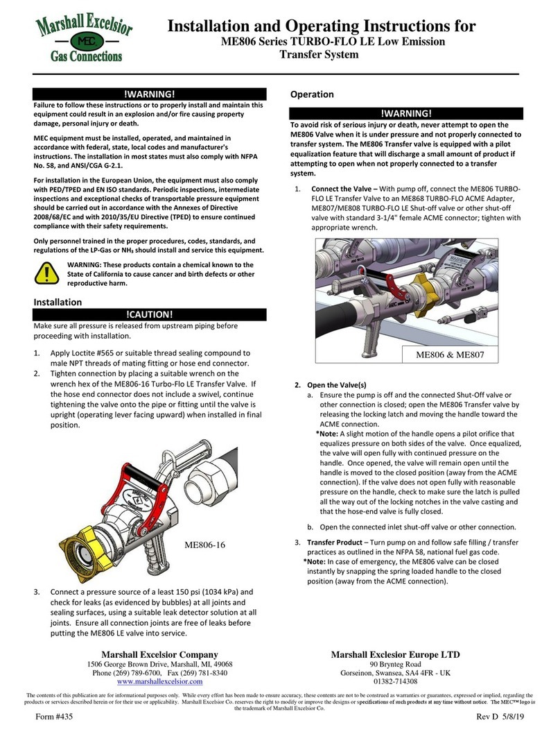 Mec TURBO-FLO LE ME806 Series Installation and operating instructions Mec TURBO-FLO LE ME806 Series Installation and operating instructions