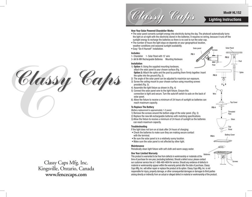 Classy Caps HL152 Lighting instructions