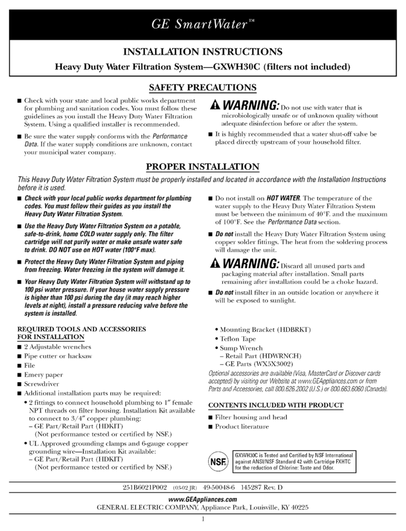 GE SmartWater GXWH30C User manual