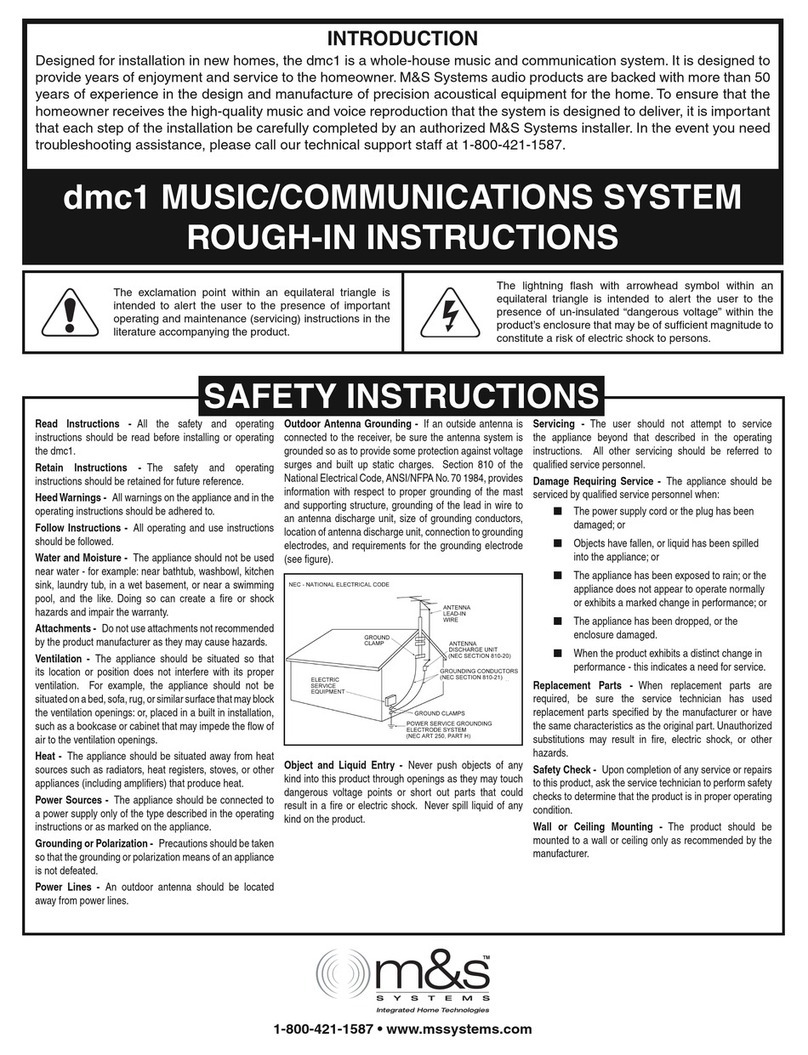 M&S Systems dmc1 Finish-Out Rough-in instructions
