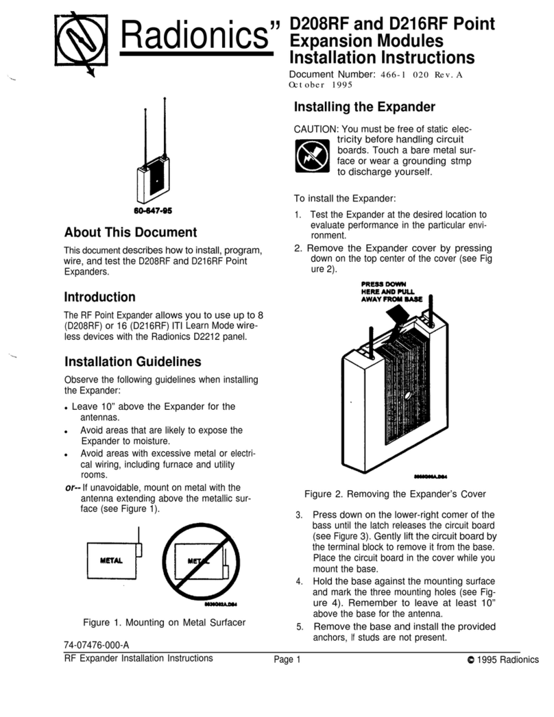 Radionics D208RF installation instructions