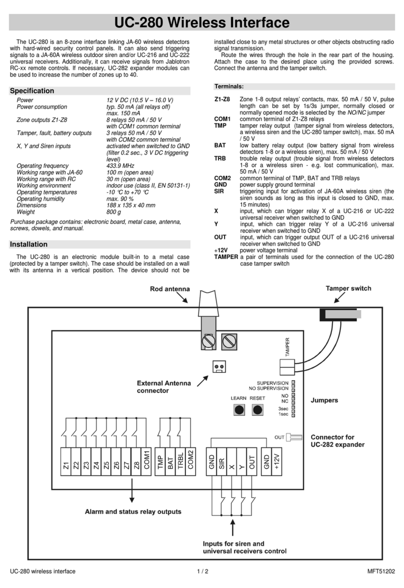 jablotron UC-280 quick start guide