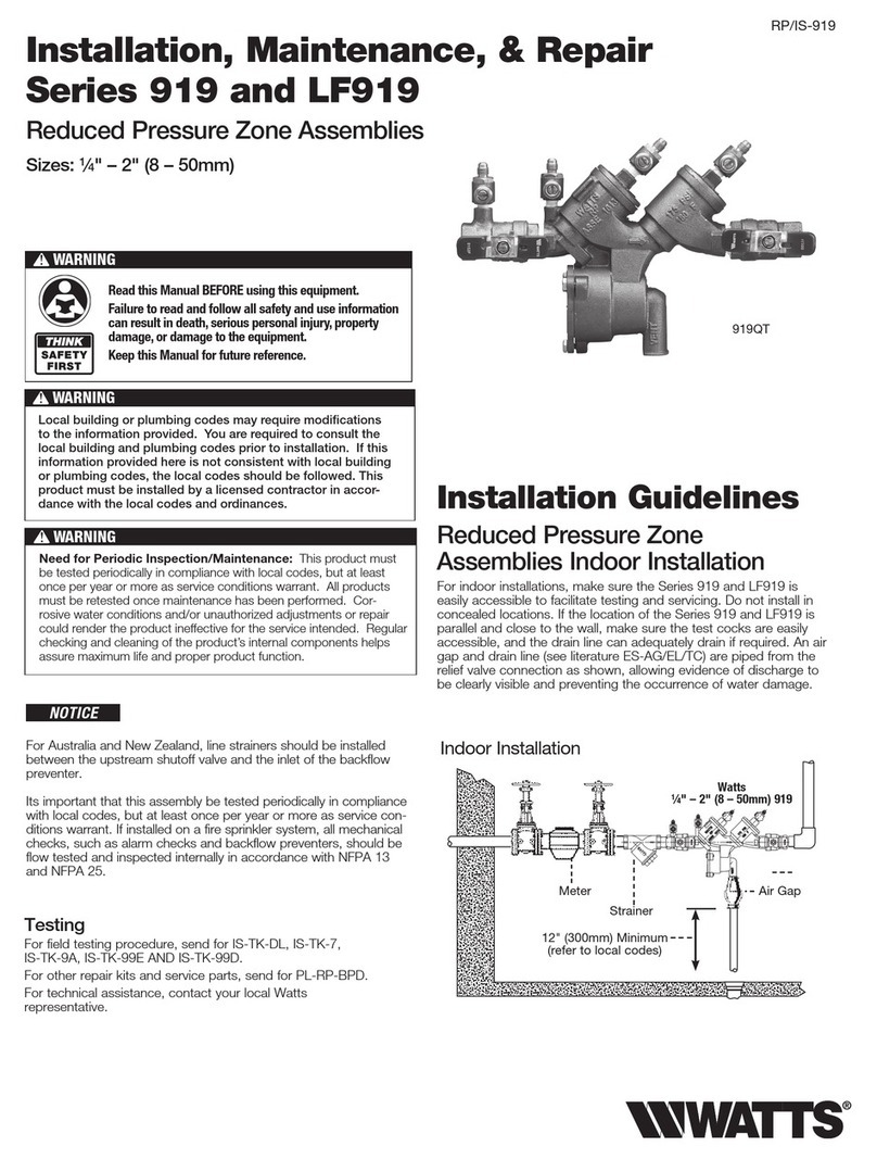 Watts 919 Series Instruction Manual Watts 919 Series Instruction Manual