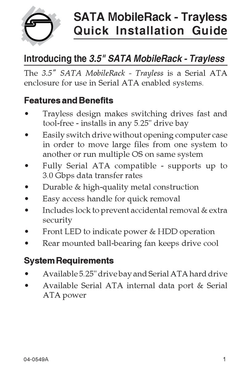SIIG 3.5" SATA MobileRack-Trayless Quick installation guide SIIG 3.5" SATA MobileRack-Trayless Quick installation guide