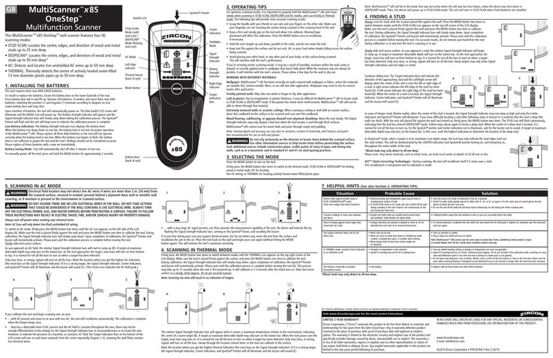 Zircon MultiScanne x85 OneStep User manual