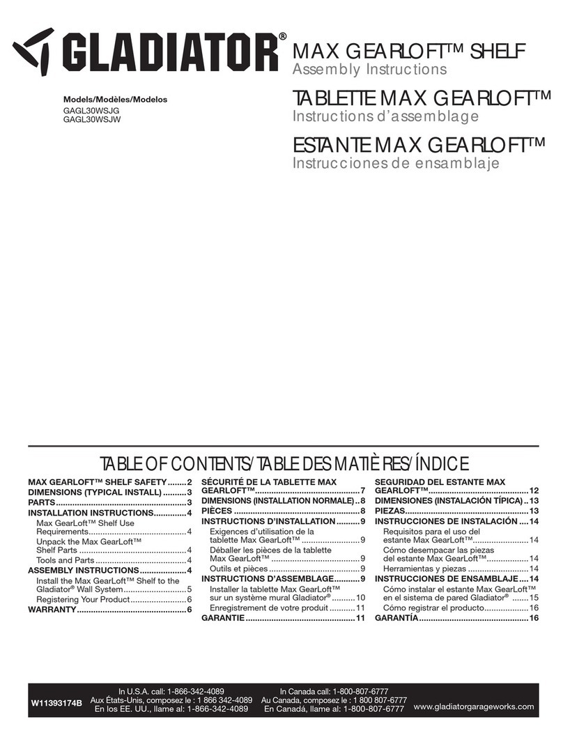 Gladiator MAX GEARLOFT GAGL30WSJG Assembly instructions