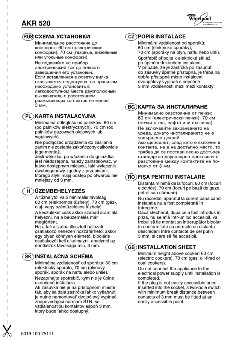 Whirlpool AKR 520 Installation sheet