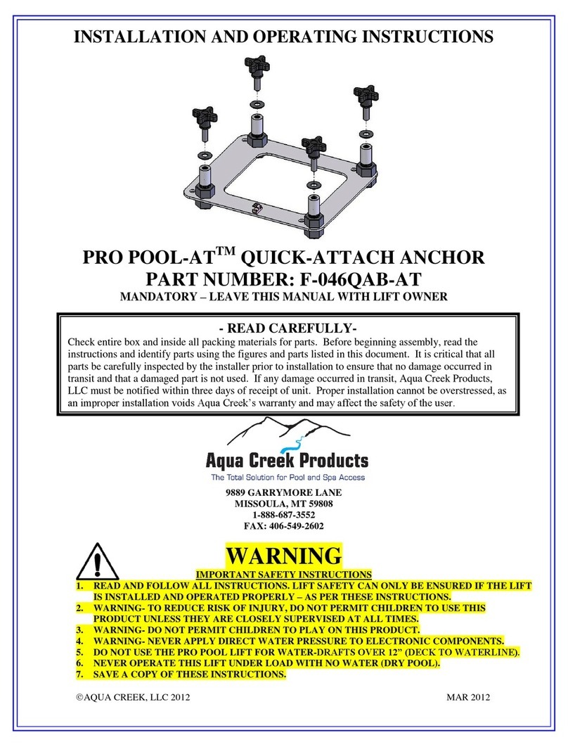 Aqua Creek Products PRO POOL-AT F-046QAB-AT Installation and operating instructions Aqua Creek Products PRO POOL-AT F-046QAB-AT Installation and operating instructions