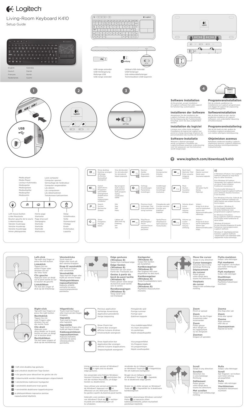 Logitech K410 Setup guide