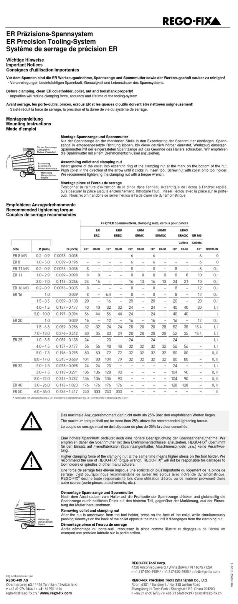 Rego-fix ER 8 MB User manual
