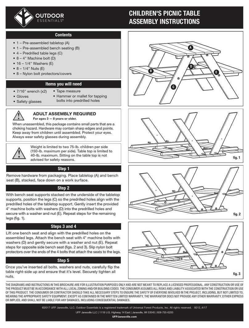 Outdoor Essentials CHILDREN'S PICNIC TABLE Assembly instructions Outdoor Essentials CHILDREN'S PICNIC TABLE Assembly instructions