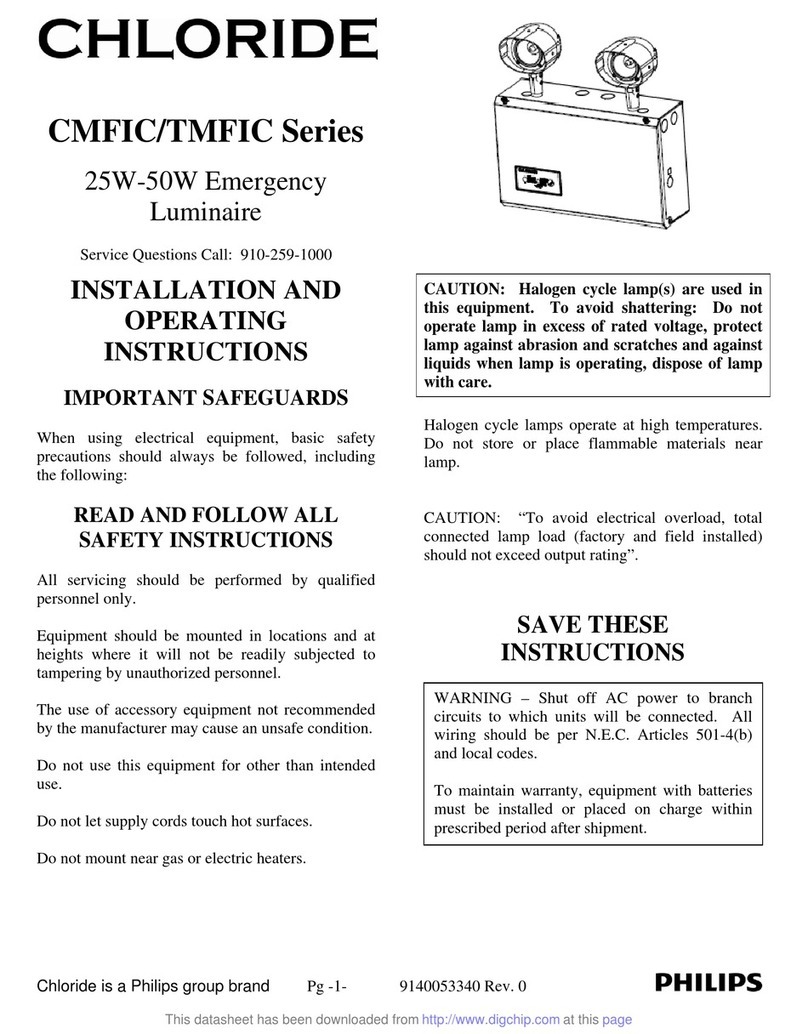 Philips CHLORIDE CMFIC Series Installation and operating instructions
