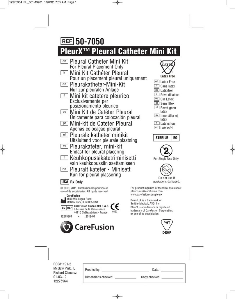 Care Fusion PleurX Pleural Catheter Mini Kit User manual