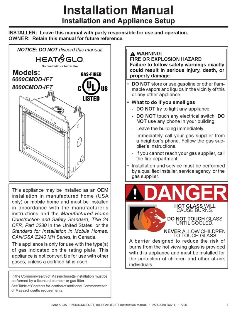Heat & Glo 6000CMOD-IFT Installation and appliance setup